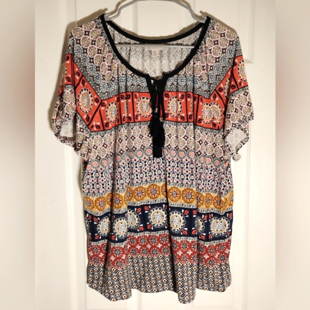 Mosaic Top Boho Knit 2X dressbarn
